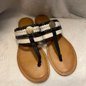Tommy Hilfiger blue and white striped sandals